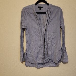 J. Crew Gray Button Down Shirt with Mandarin Collar and Relaxed Fit